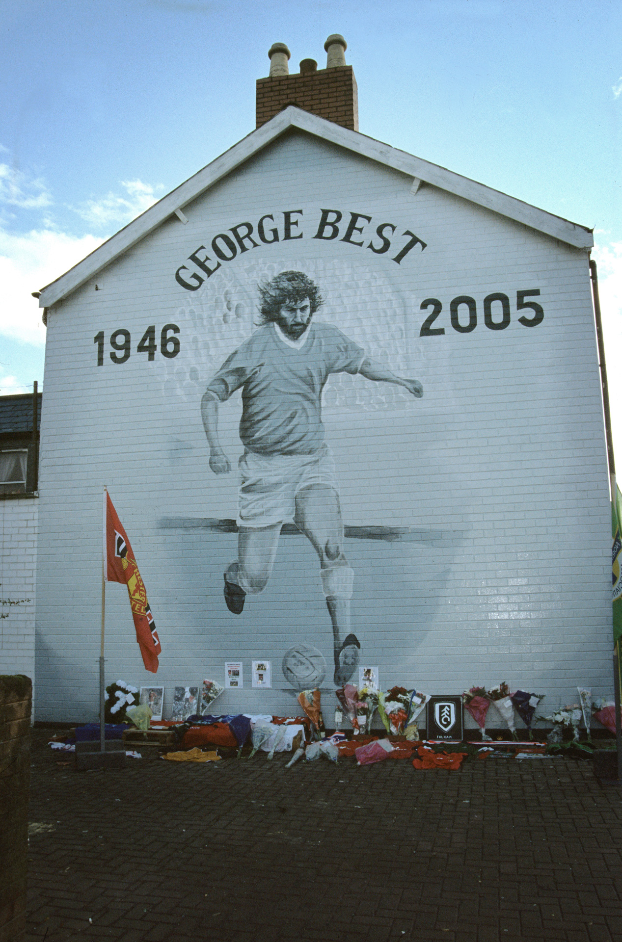 george best white wall mural belfast northern ireland